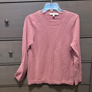 Foxcroft Large Mauve Cable Knit Sweater